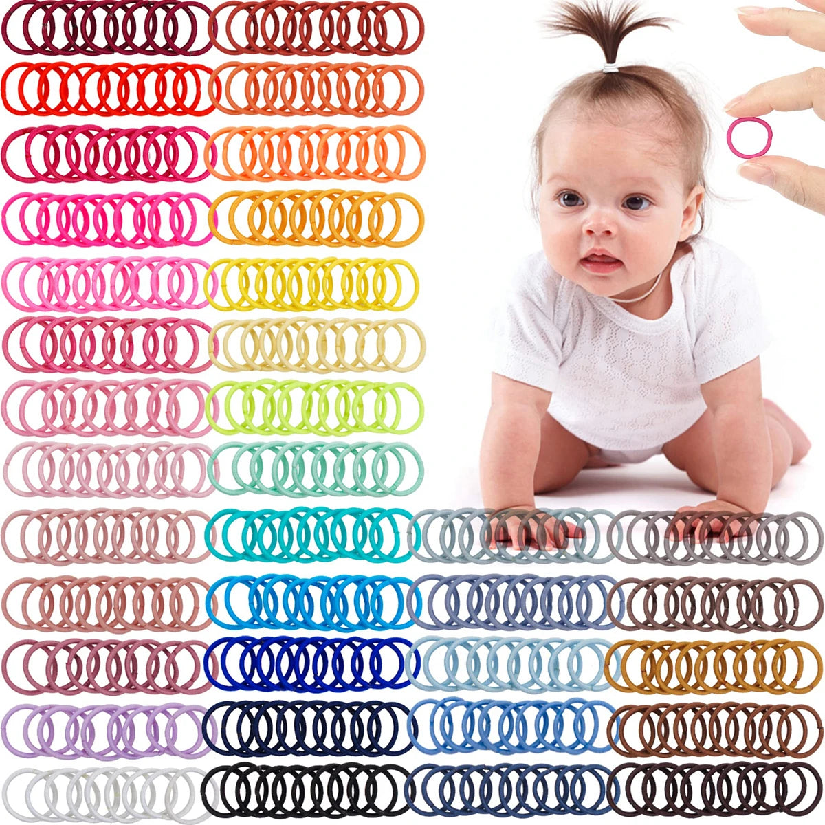 100 Piece Pack of Multicolor Baby Hair Ties