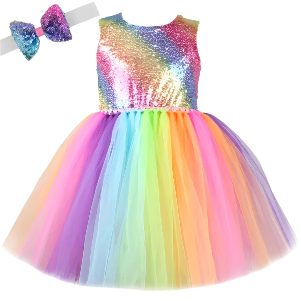 Rainbow Sequins Princess Tutu Dress