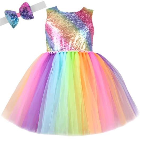 Rainbow Sequins Princess Tutu Dress