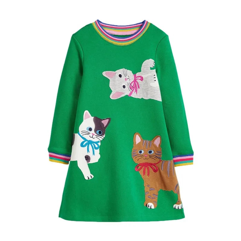 Cute Cats Embroidery Dress