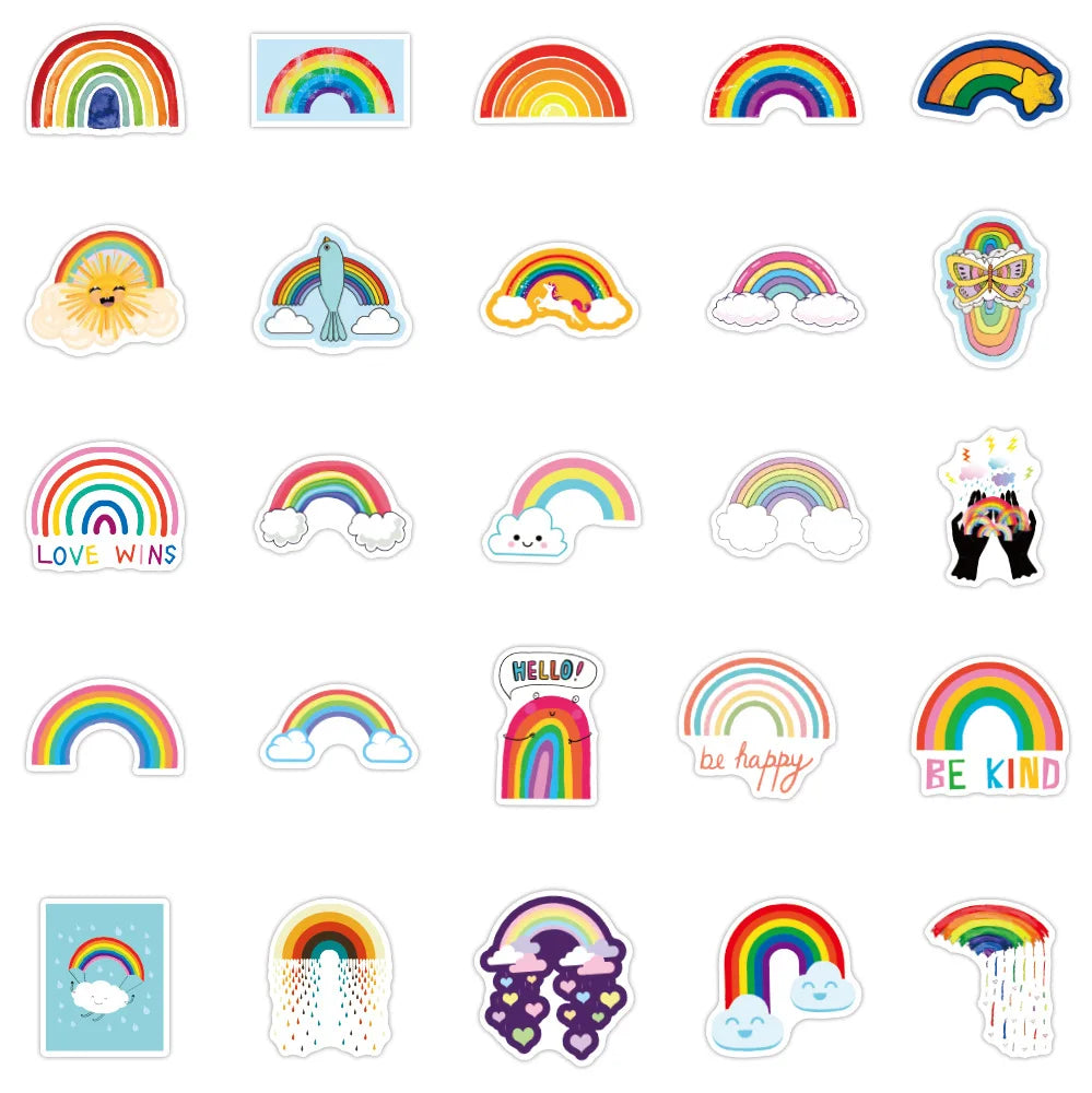 50-100 Rainbow Cloud Stickers