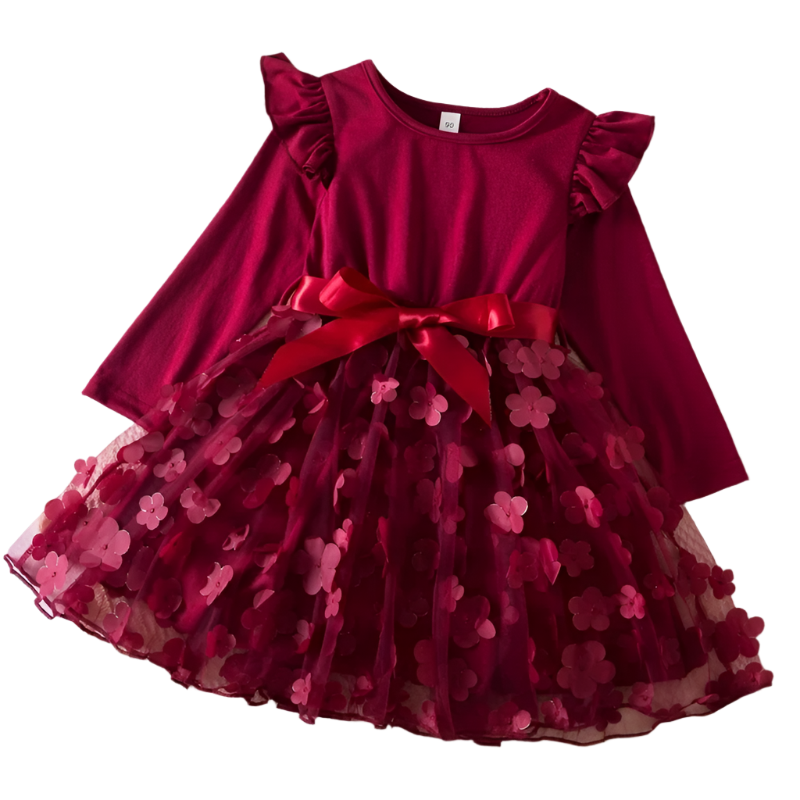 Adorable Flower Ruffles Dress