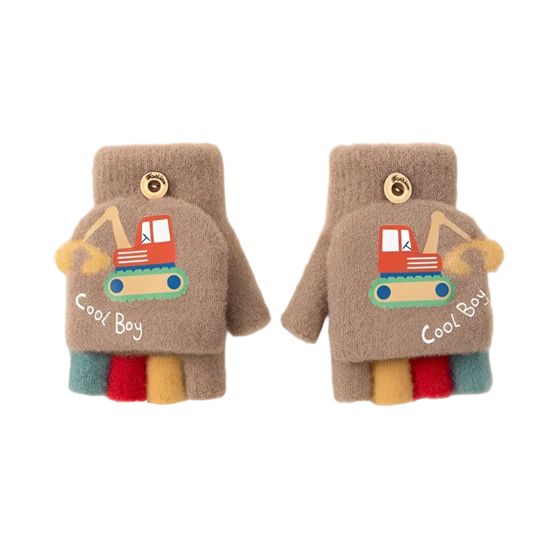 Rainbow Half Finger Winter Gloves