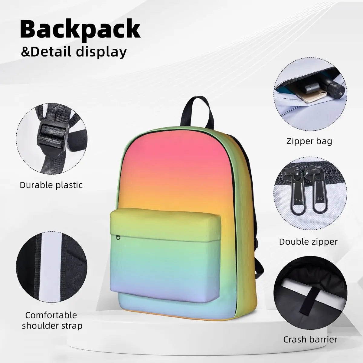 Pastel Rainbow Ombre Backpack