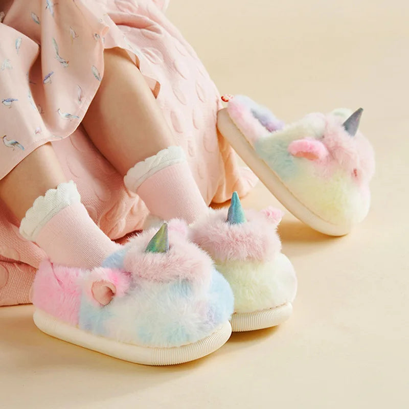 Unicorn Rainbow Fluffy Slippers & Shoes