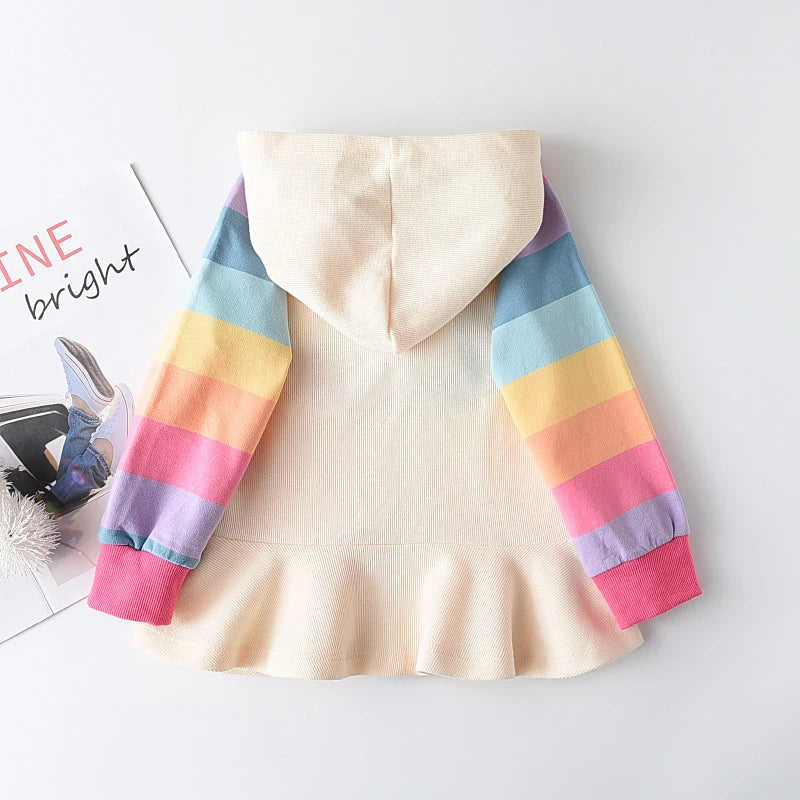 Rainbow on White Hooded Dress