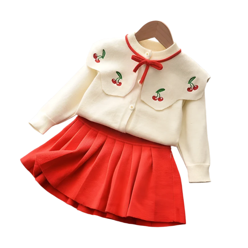 Knitted Embroidery Sweater and Skirt Set