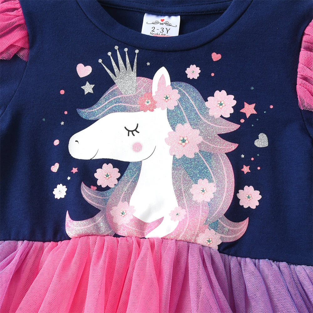 Unicorn Floral Princess Dress