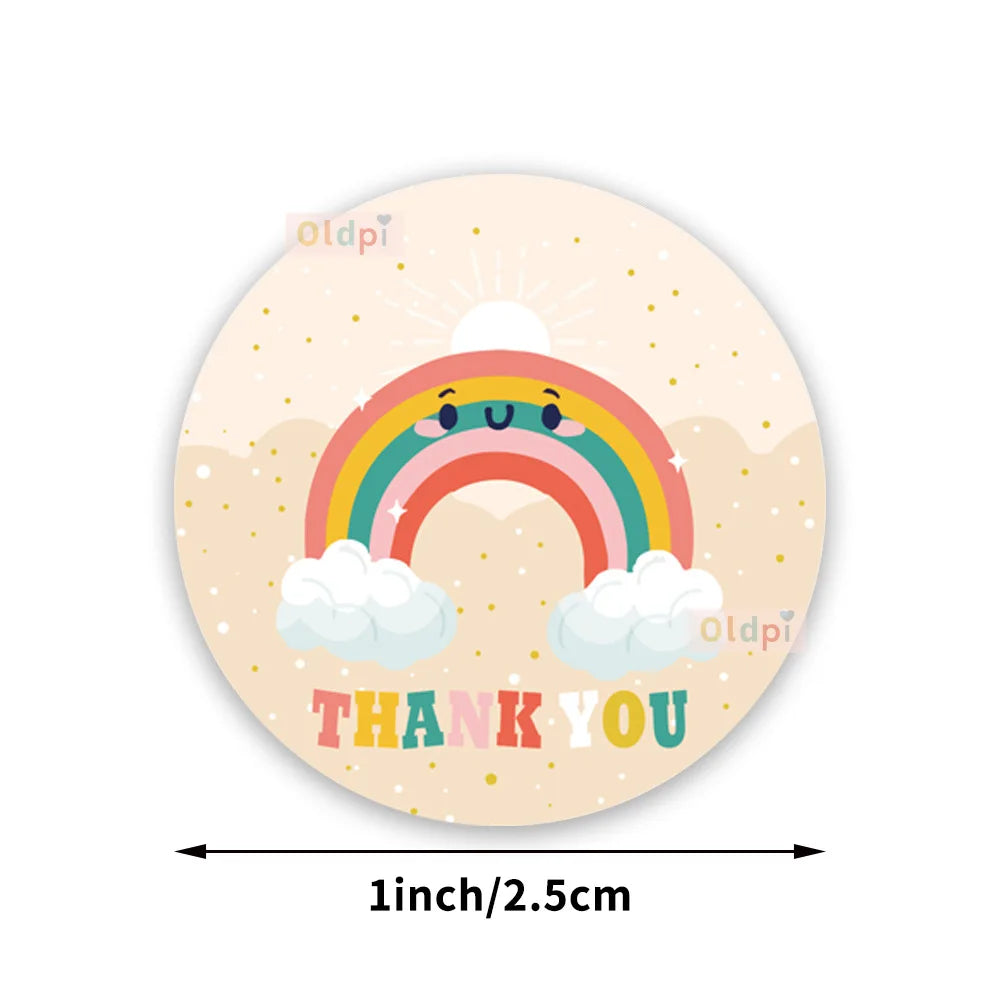 100-500 Piece of Sun Rainbow Clouds Thank You Stickers