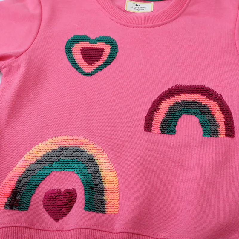 Rainbow & Heart Beading Sweatshirt