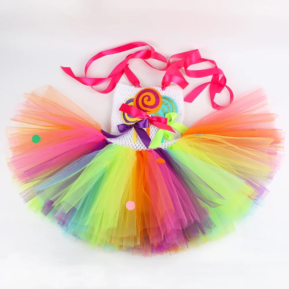 Rainbow Candy Lollipop Tutu Dress