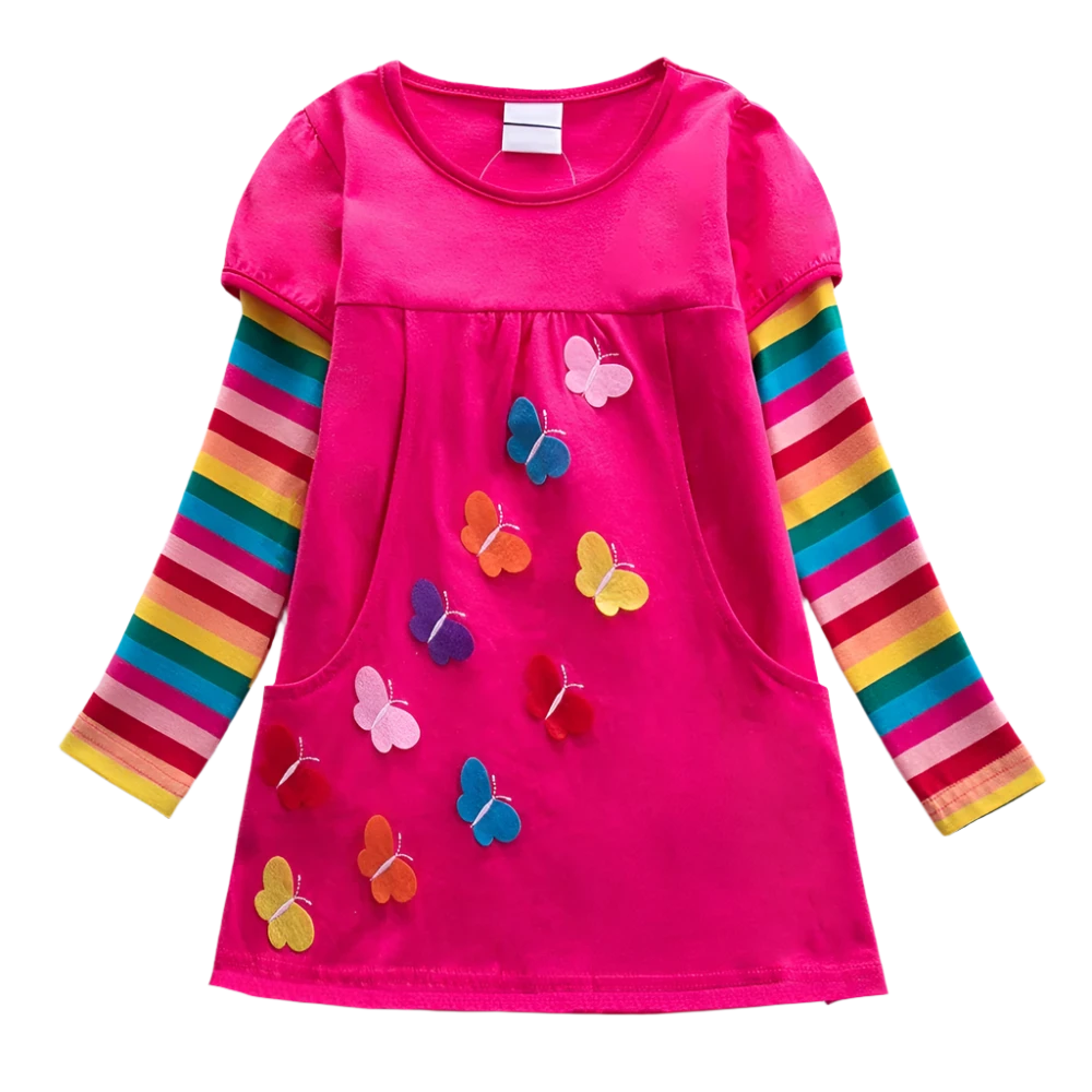 Butterfly Embroidery Rainbow Striped Sleeves