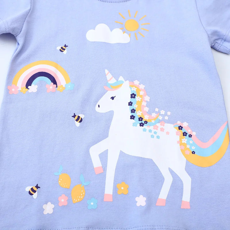 Purple Unicorn & Rainbow T-Shirt