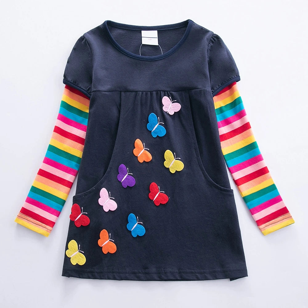 Butterfly Embroidery Rainbow Striped Sleeves