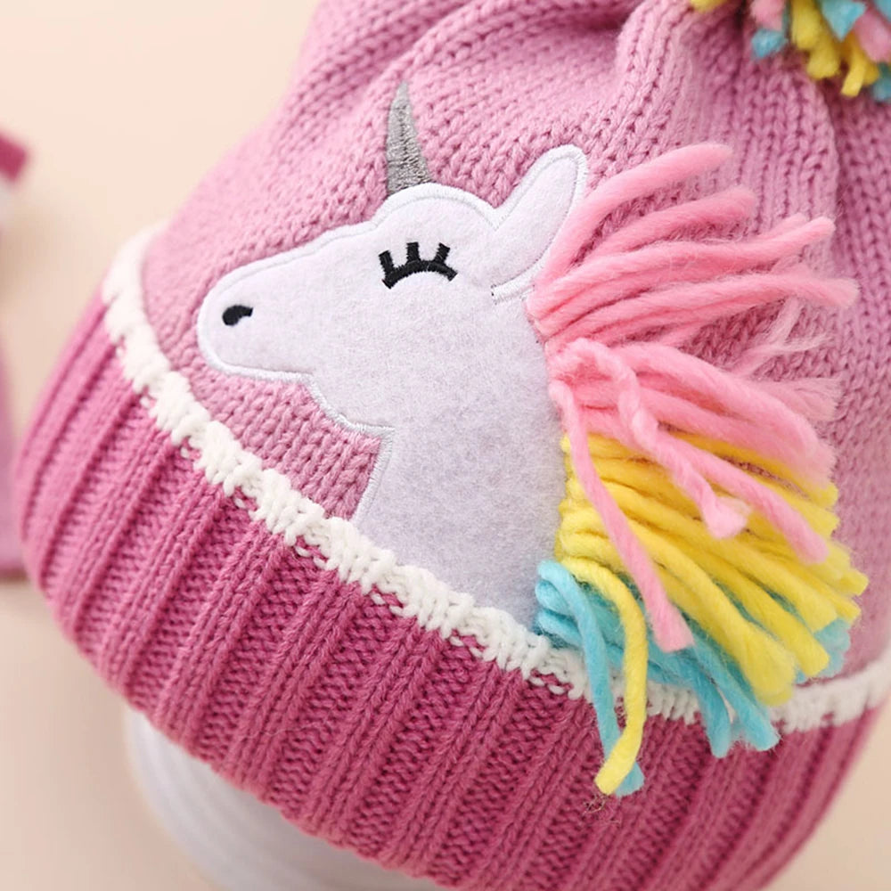 Unicorn Knitted Hat & Gloves Set