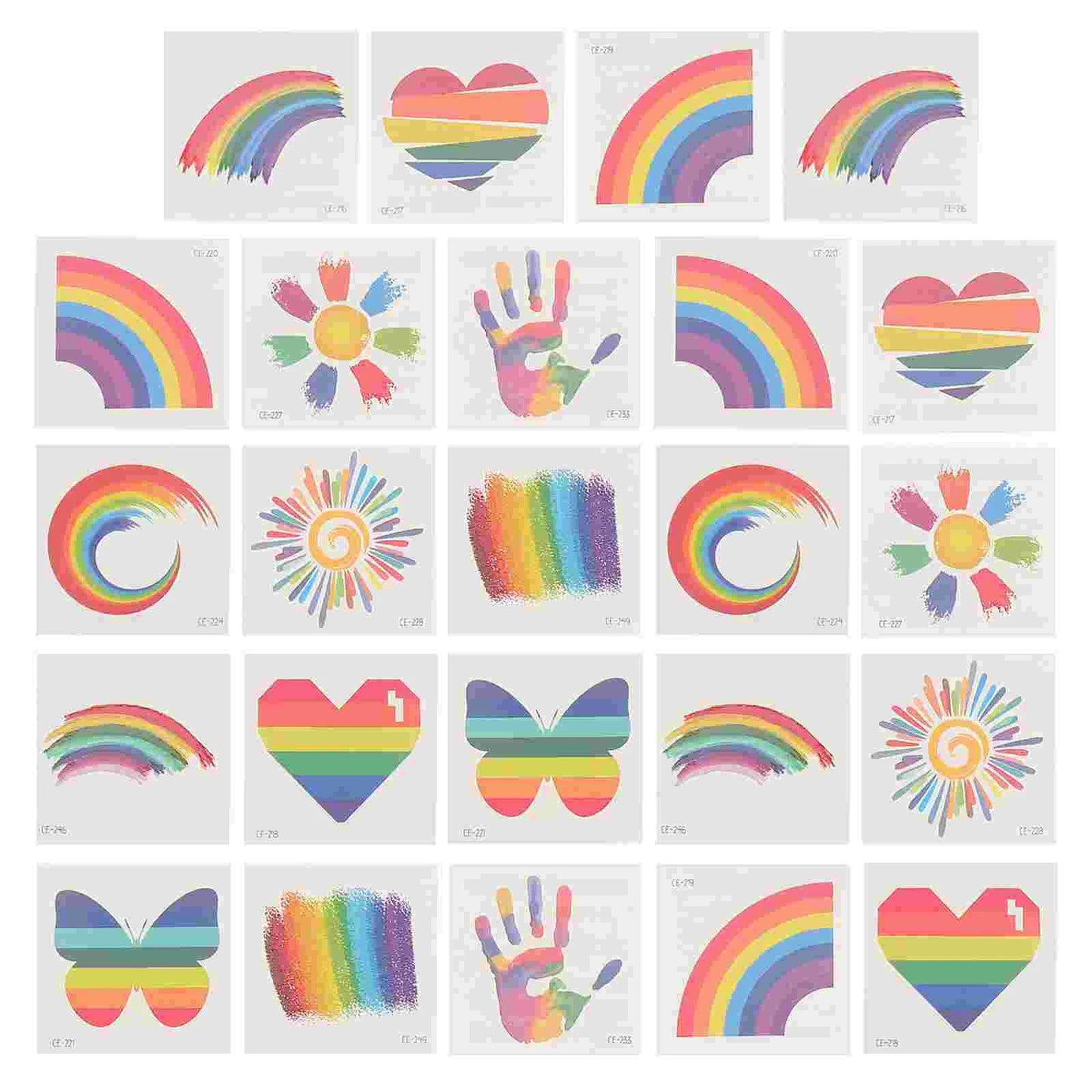 24 Piece Temporary Rainbow Tattoos