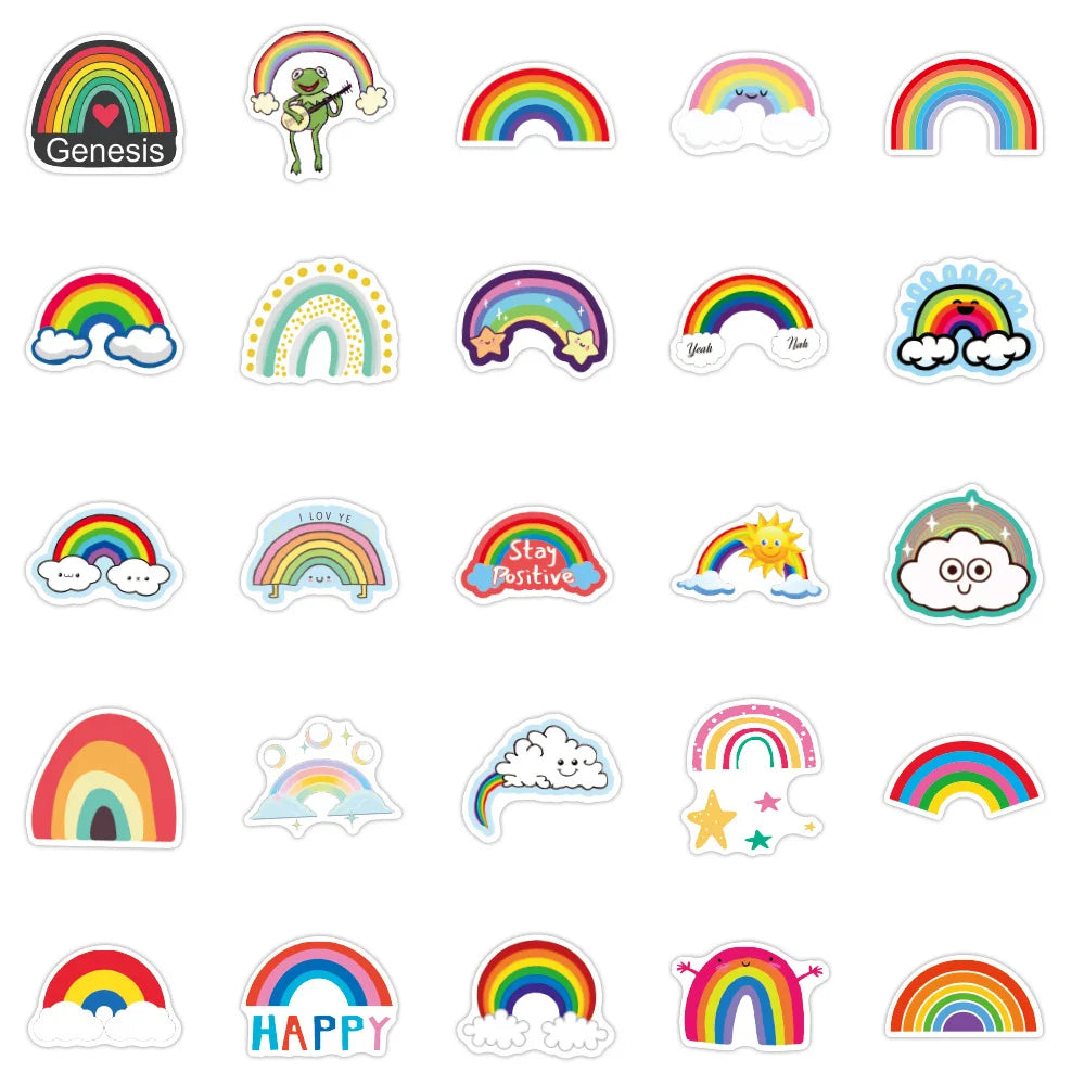 50-100 Rainbow Cloud Stickers