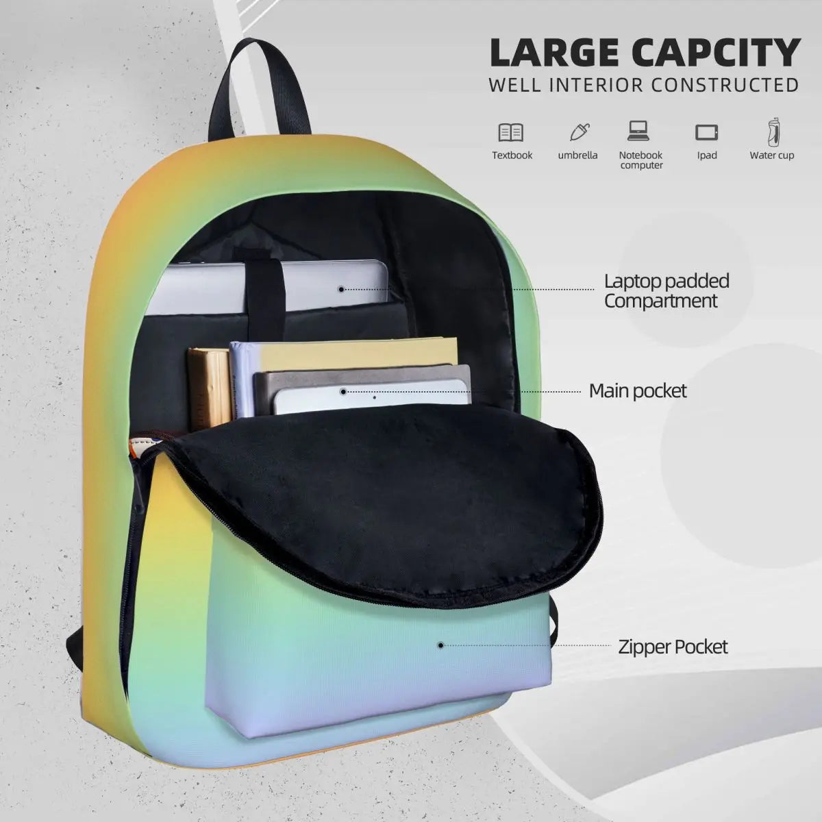 Pastel Rainbow Ombre Backpack