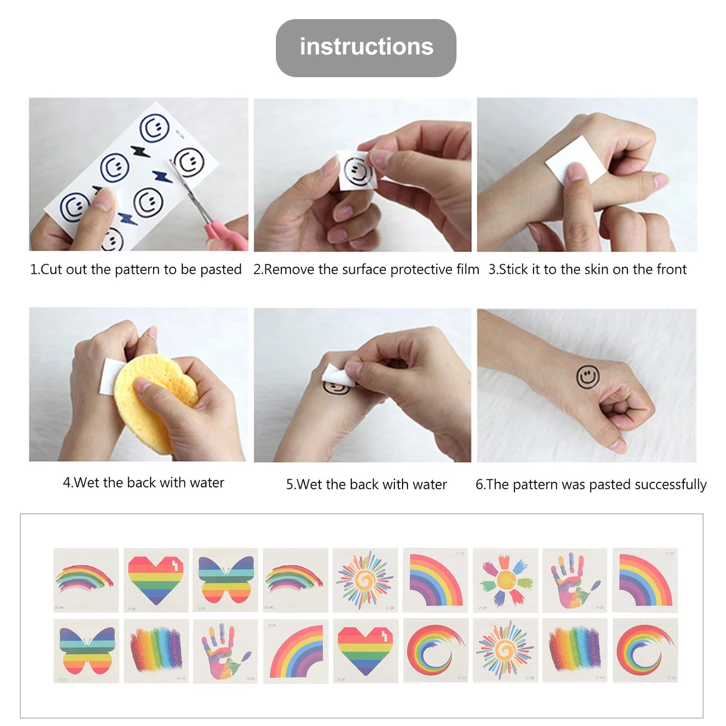 24 Piece Temporary Rainbow Tattoos