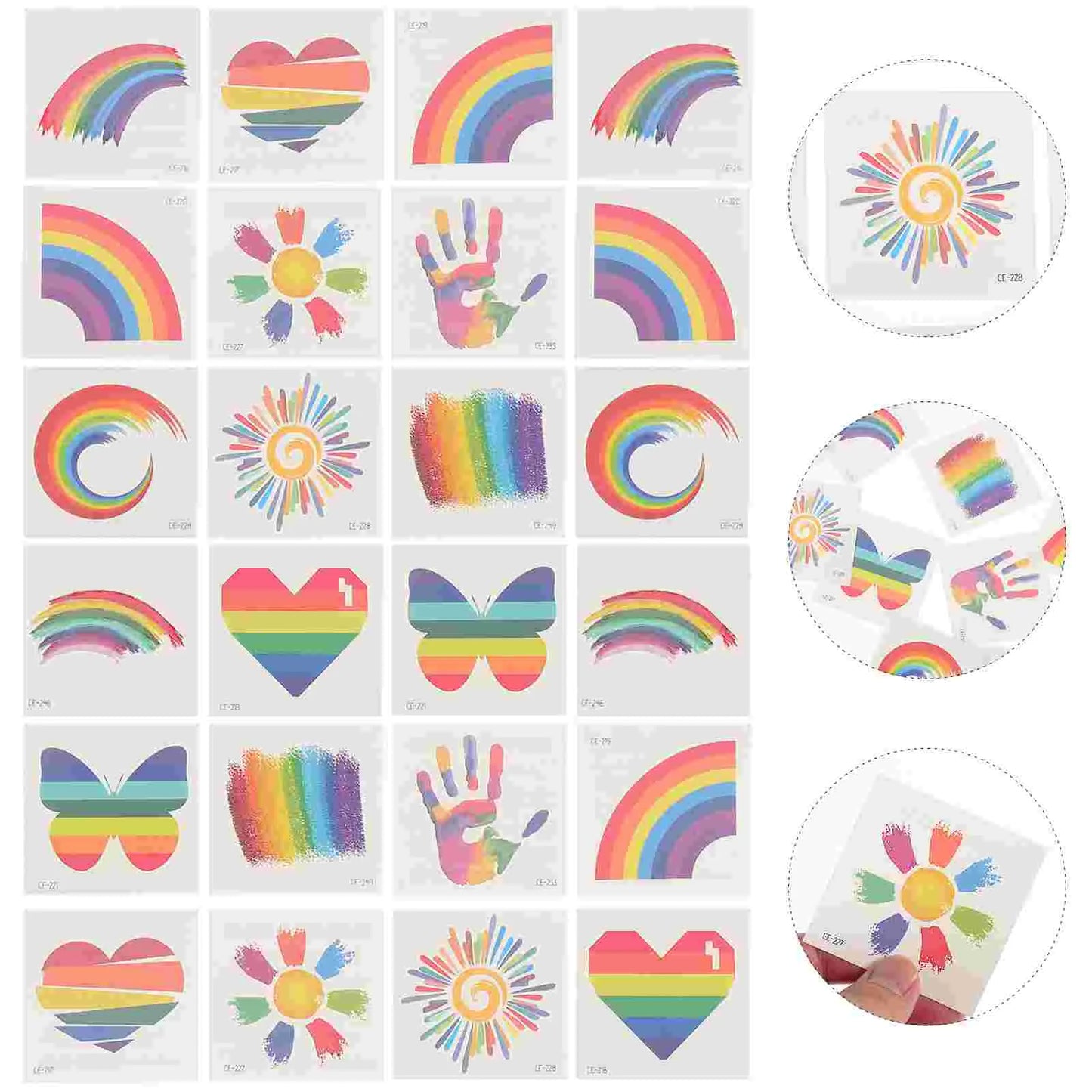 24 Piece Temporary Rainbow Tattoos