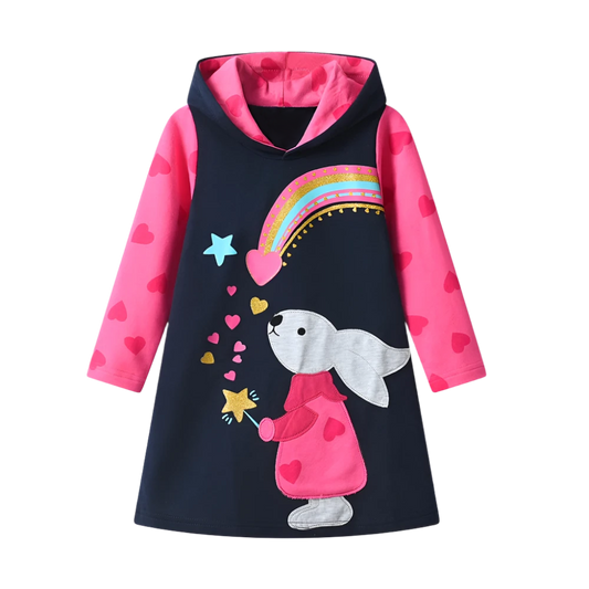 Hooded Rabbit and Rainbow Dress