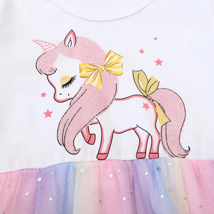 Rainbow & Unicorn Princess Dress